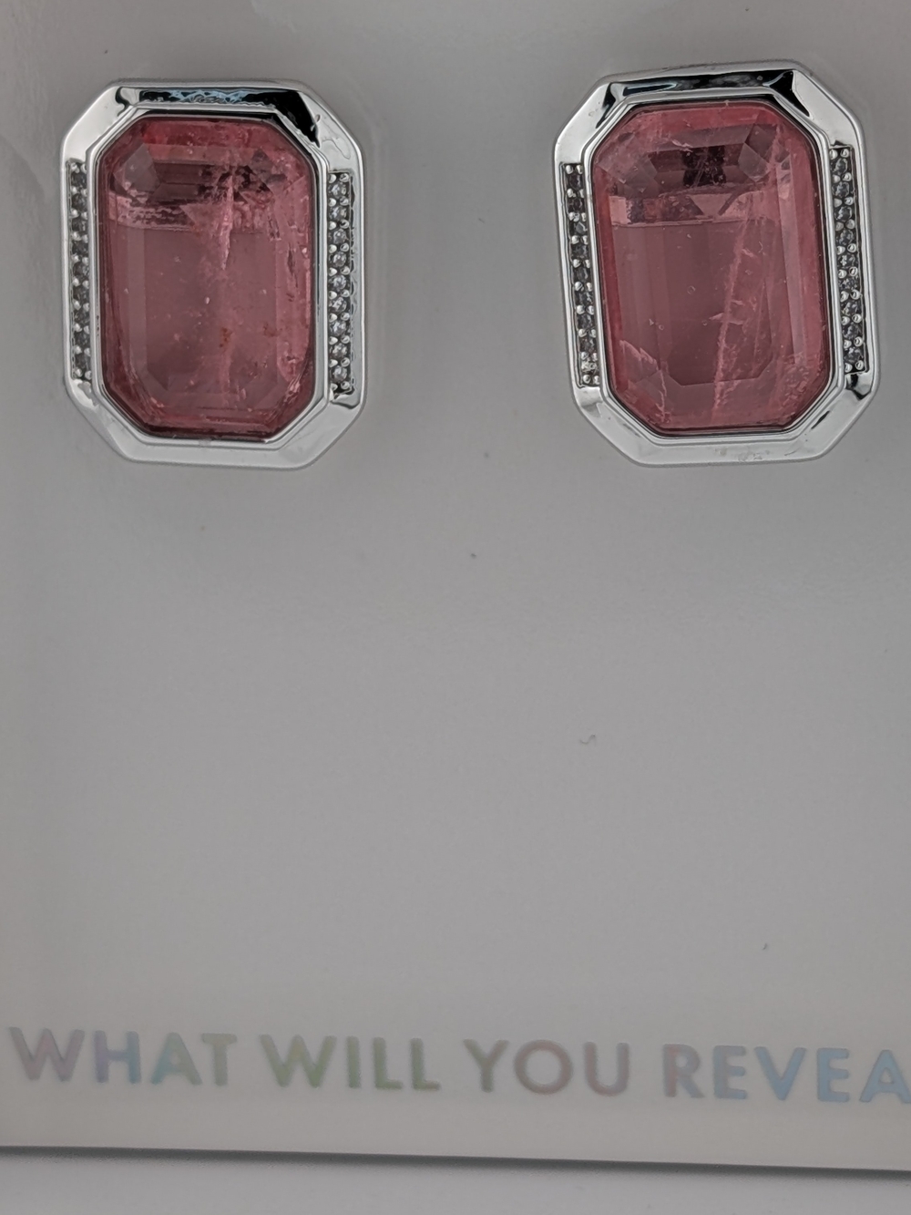 Pink Emerald-Cut Crystal Stud Earrings - BP Mental Health Collection